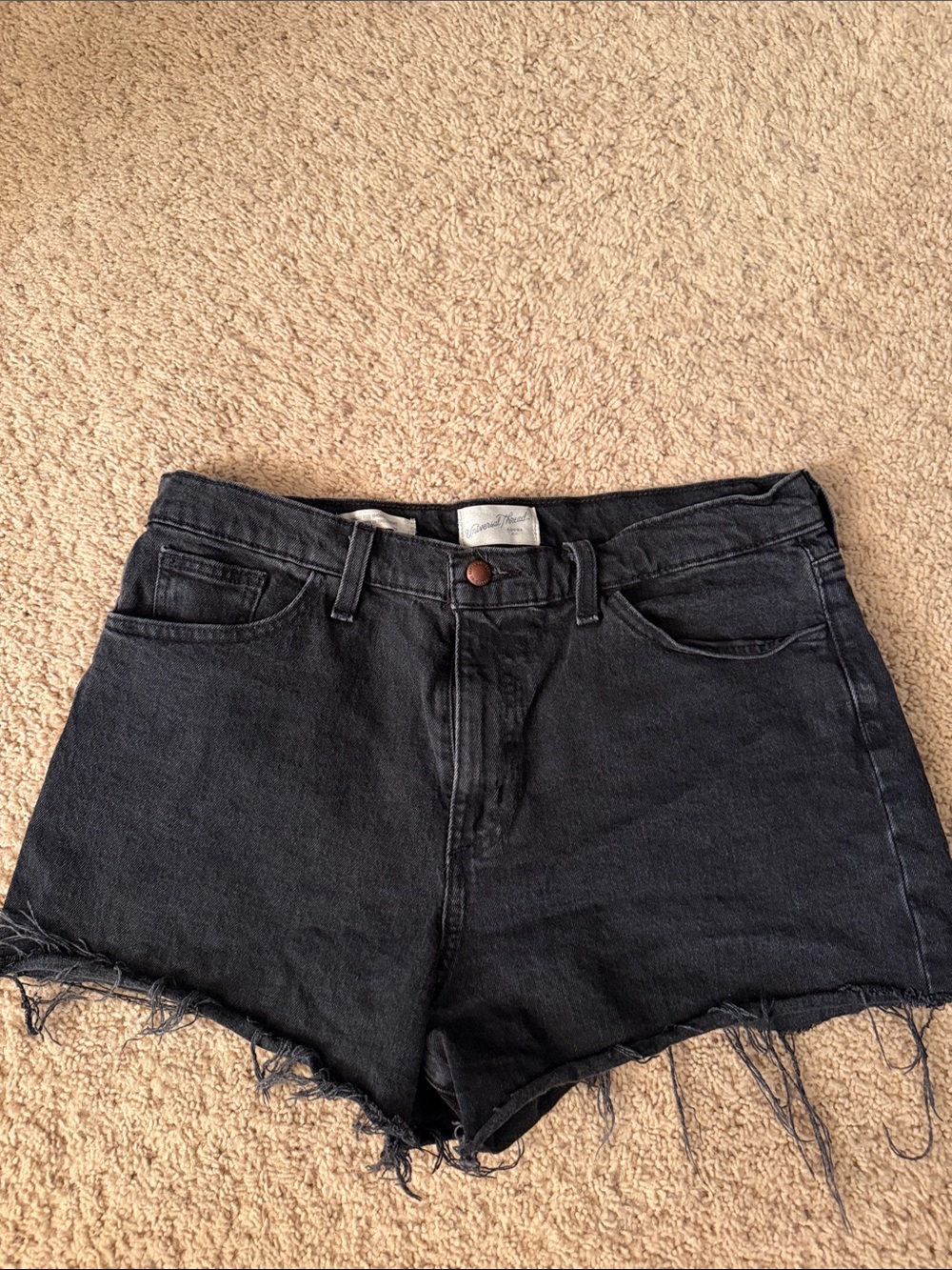 High-Rise Black Denim Cutoff Shorts -